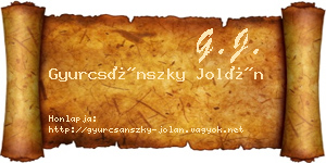 Gyurcsánszky Jolán névjegykártya